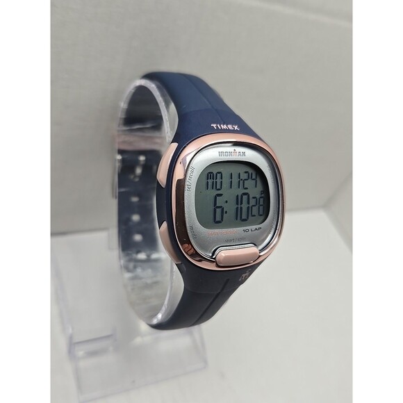 Timex Ironman Transit Womens Digital Watch Blue Rose Gold 100M Water New Battery - Picture 3 of 11